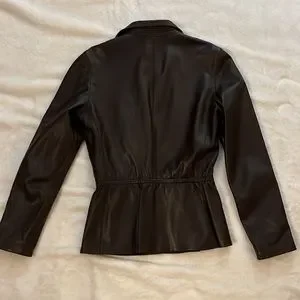 専用ARMANI COLLEZIONI leather jacket brown Armani Collezioni Khaki Leather Field Jacket – atemporali